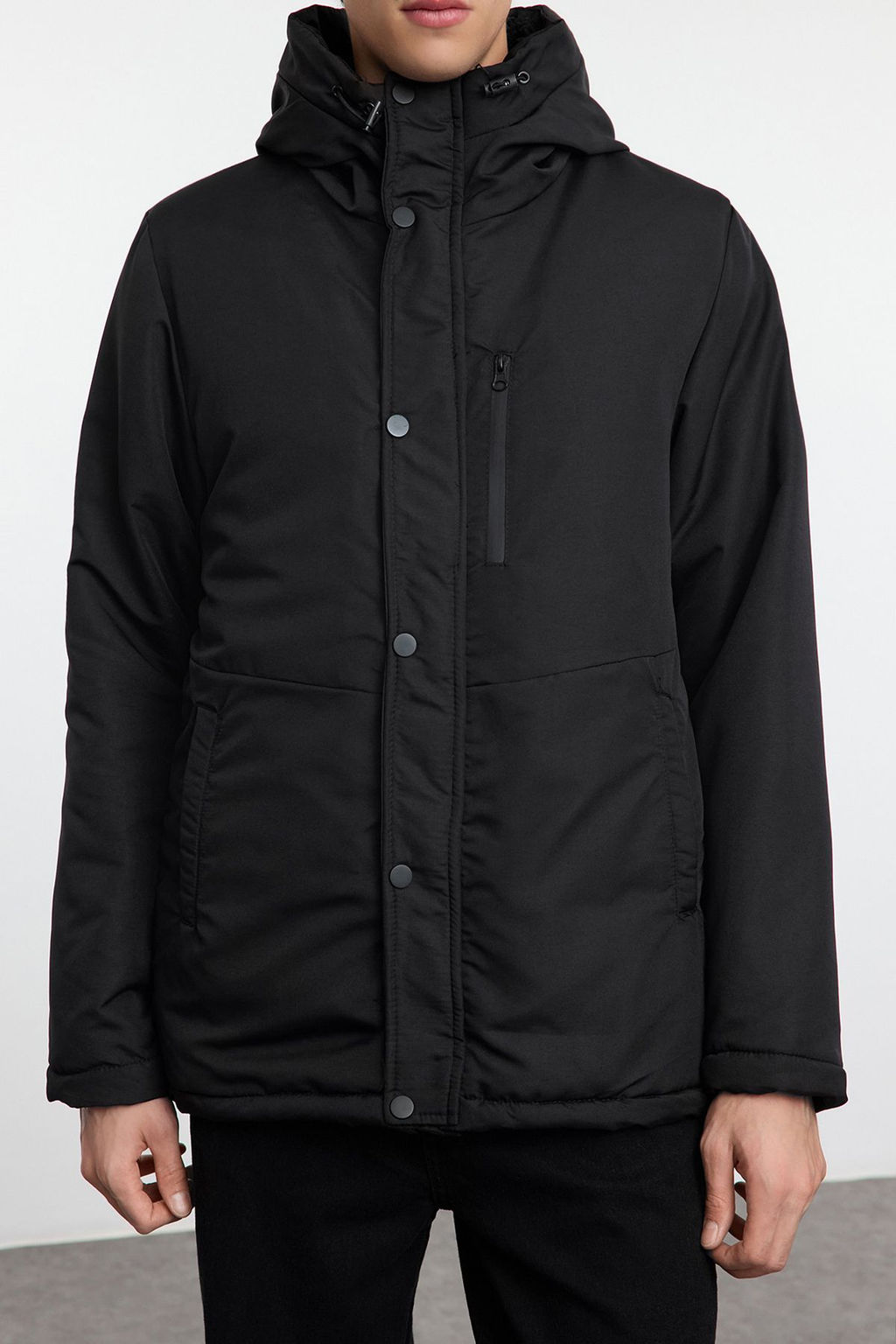 TRENDYOL MAN Siyah Regular Fit K?sl?k Parka Ruzgarl?k Mont TMNAW25MO00032 - Trendyolmilla фото 4