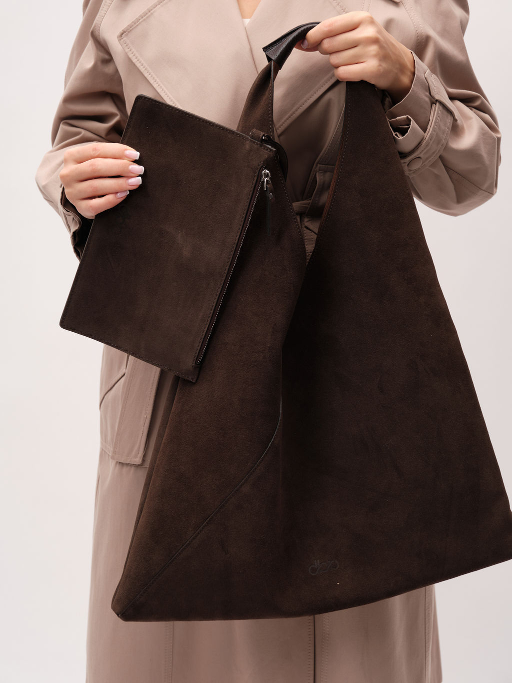 Замшевая сумка Luna DBR 31373 черный каштан фото 3