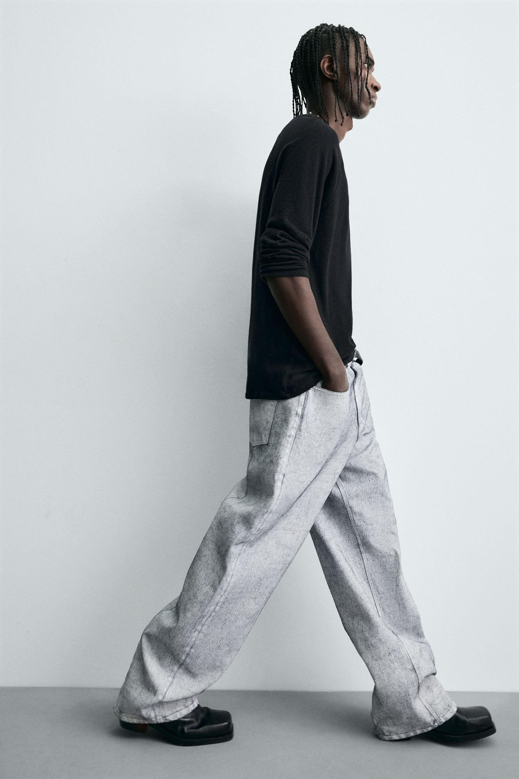 WAXED FINISH BAGGY FIT JEANS - Zara фото 6