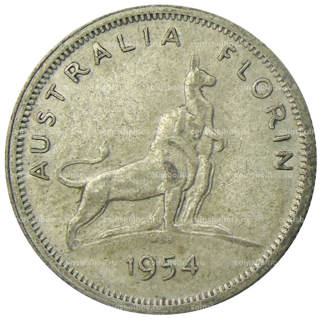 1 флорин (2 шиллинга) 1954 года Австралия  Королевский визит Елизаветы II
