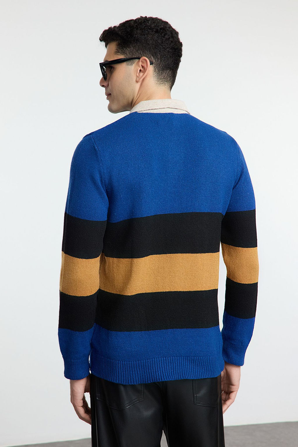 Trendyolmilla Man Cok Renkli Regular Polo Yaka Renk Bloklu Triko Kazak TMNAW25KZ00053  фото 7