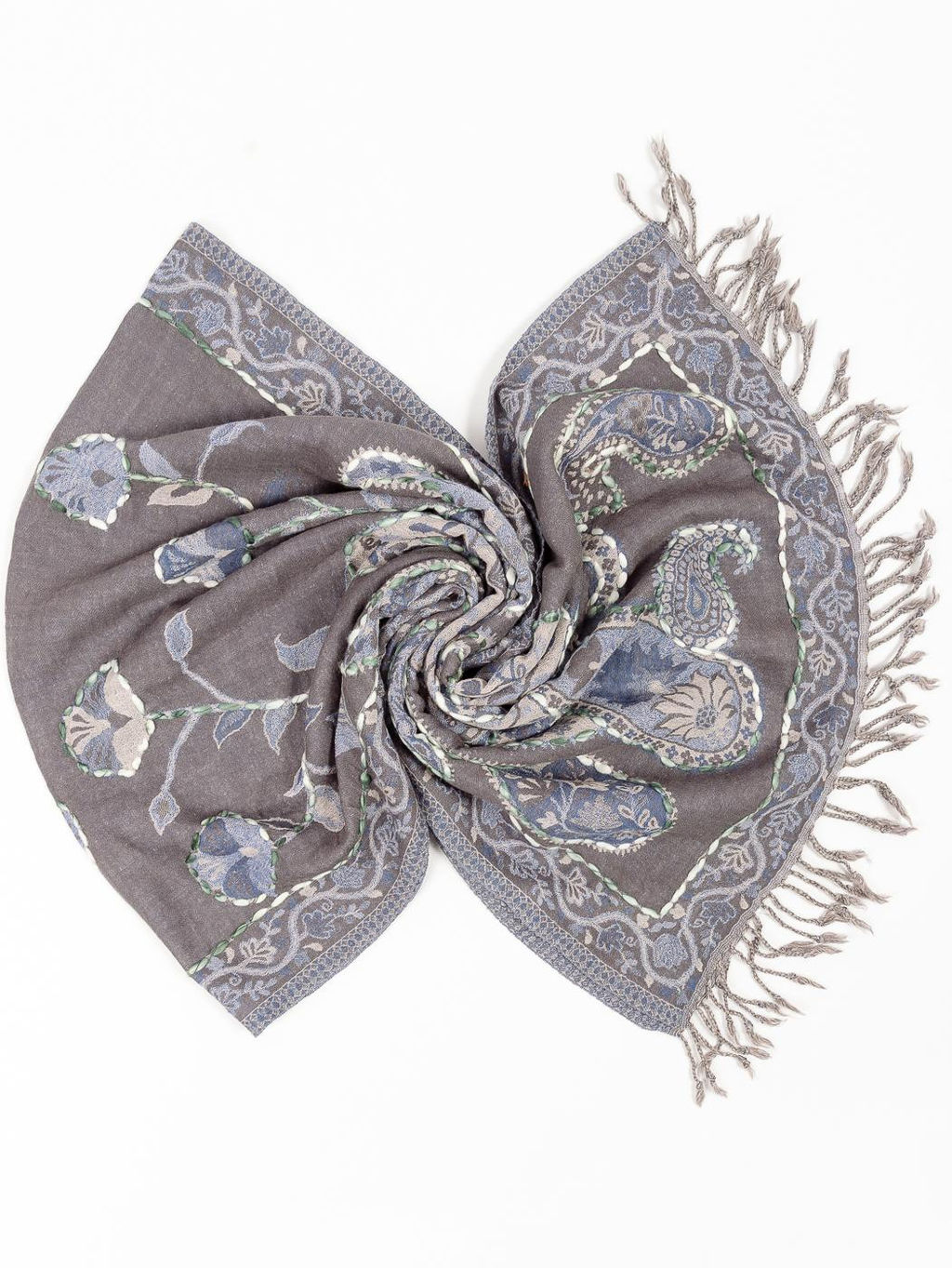 Палантин с вышивкой (шерсть вареная) в ассортименте № Тк906/85