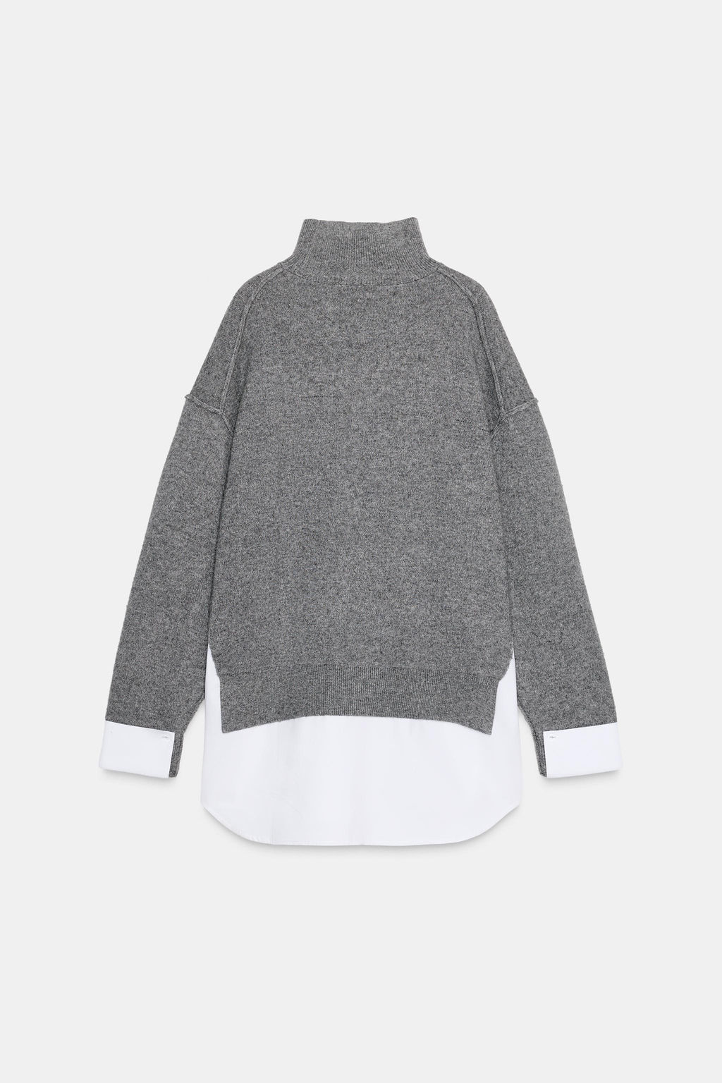 KNIT SWEATER WITH CONTRAST POPLIN - Zara фото 4