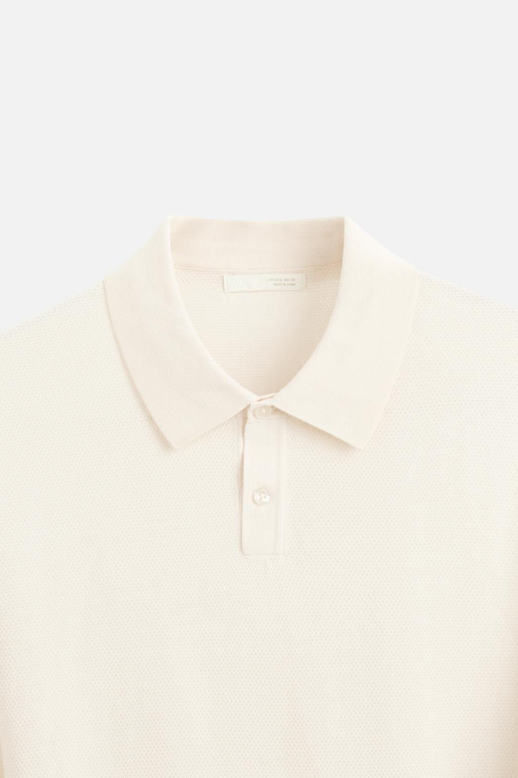 TEXTURED PIQUE KNIT POLO SHIRT - Zara фото 18