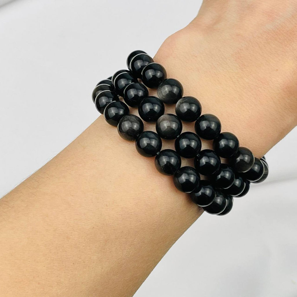 Бусины для украшений из серебристого Обсидиана