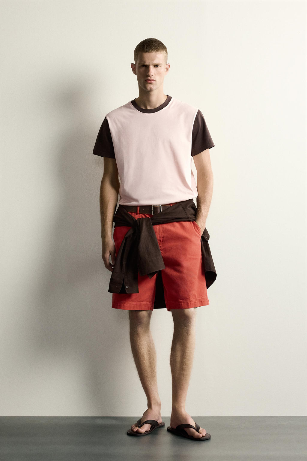 CAMISETA REGULAR FIT COLOR BLOCK / Rosa palo