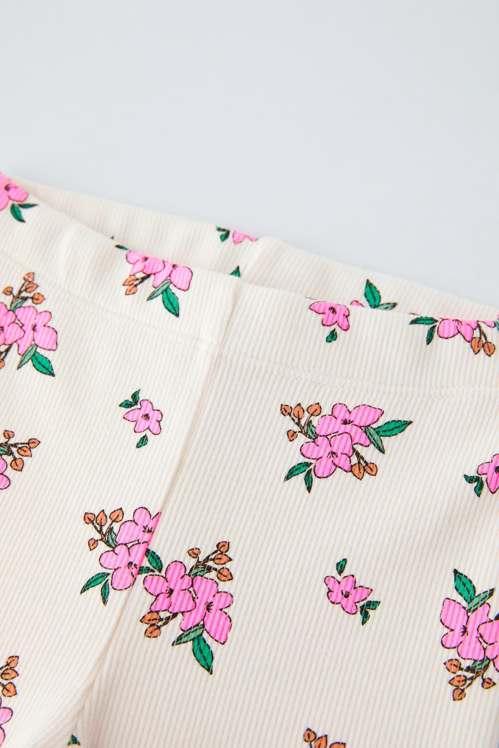 RIBBED FLORAL SHORT LEGGINGS - Zara фото 3