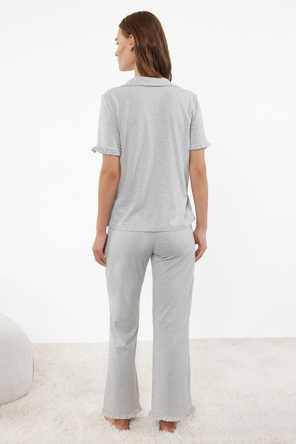 Trendyolmilla Mint %100 Pamuklu F?rf?r Detayl? Orme Pijama Tak?m? THMSS24PT00223 фото 18