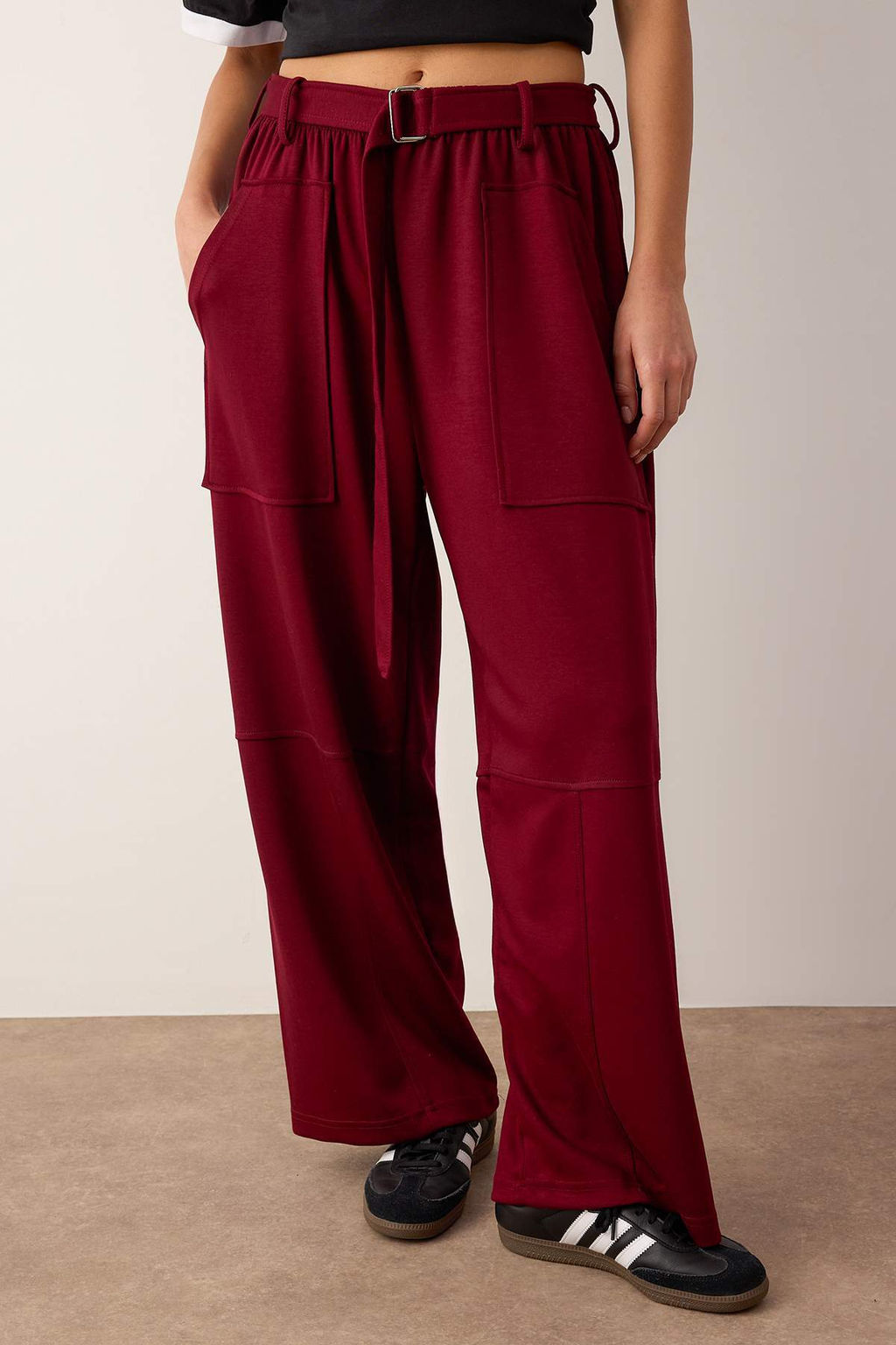 Bordo Wideleg/Genis Kal?p Orme Pantolon TWOAW26PL00141 - Trendyolmilla фото 3