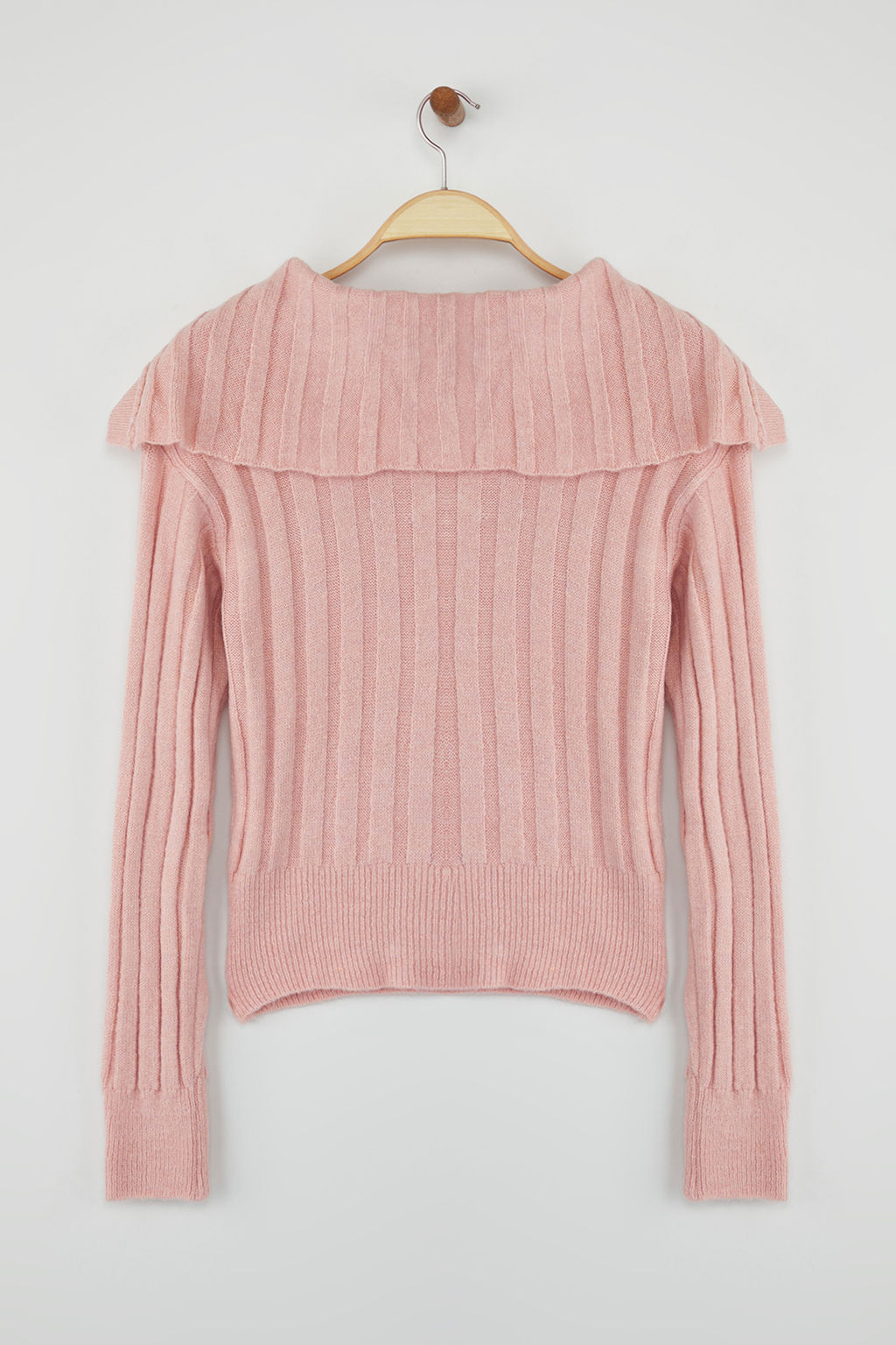 Teen Pembe Yumusak Dokulu Crop/K?sa Triko Kazak TWOAW26KZ00138 - Trendyolmilla фото 6