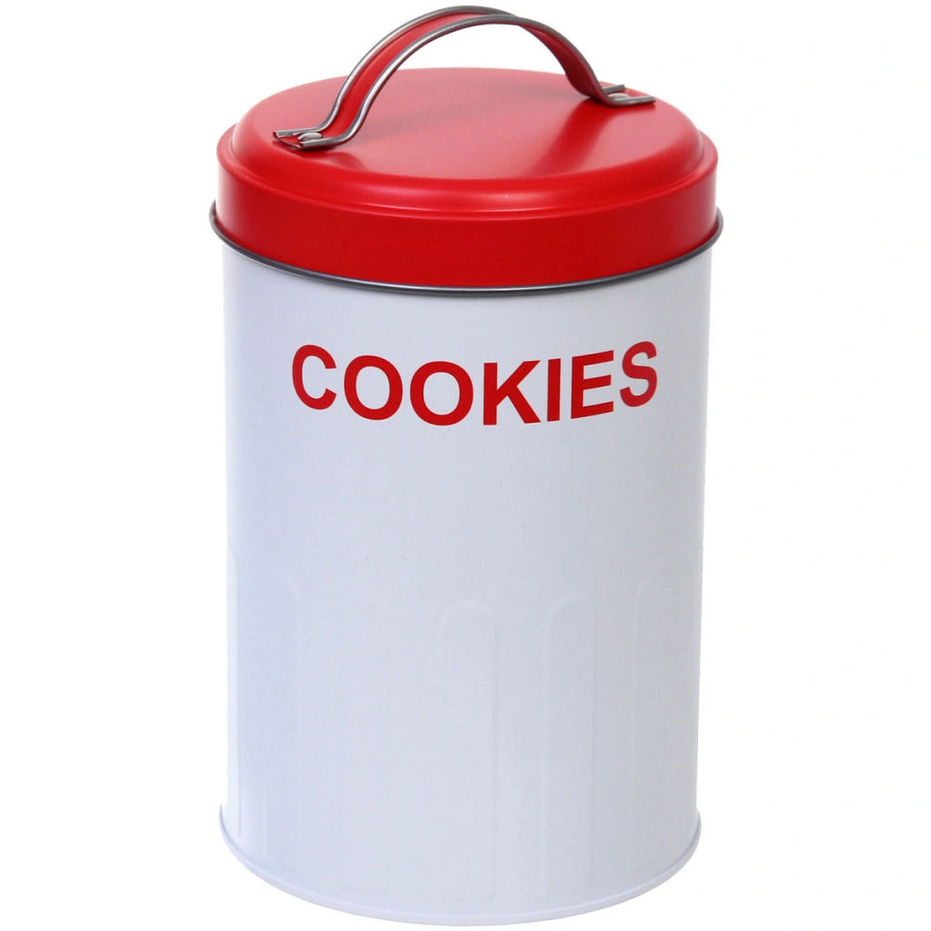 Банка для продуктов металлическая "Ретро" 1300мл, красная, надписи микс