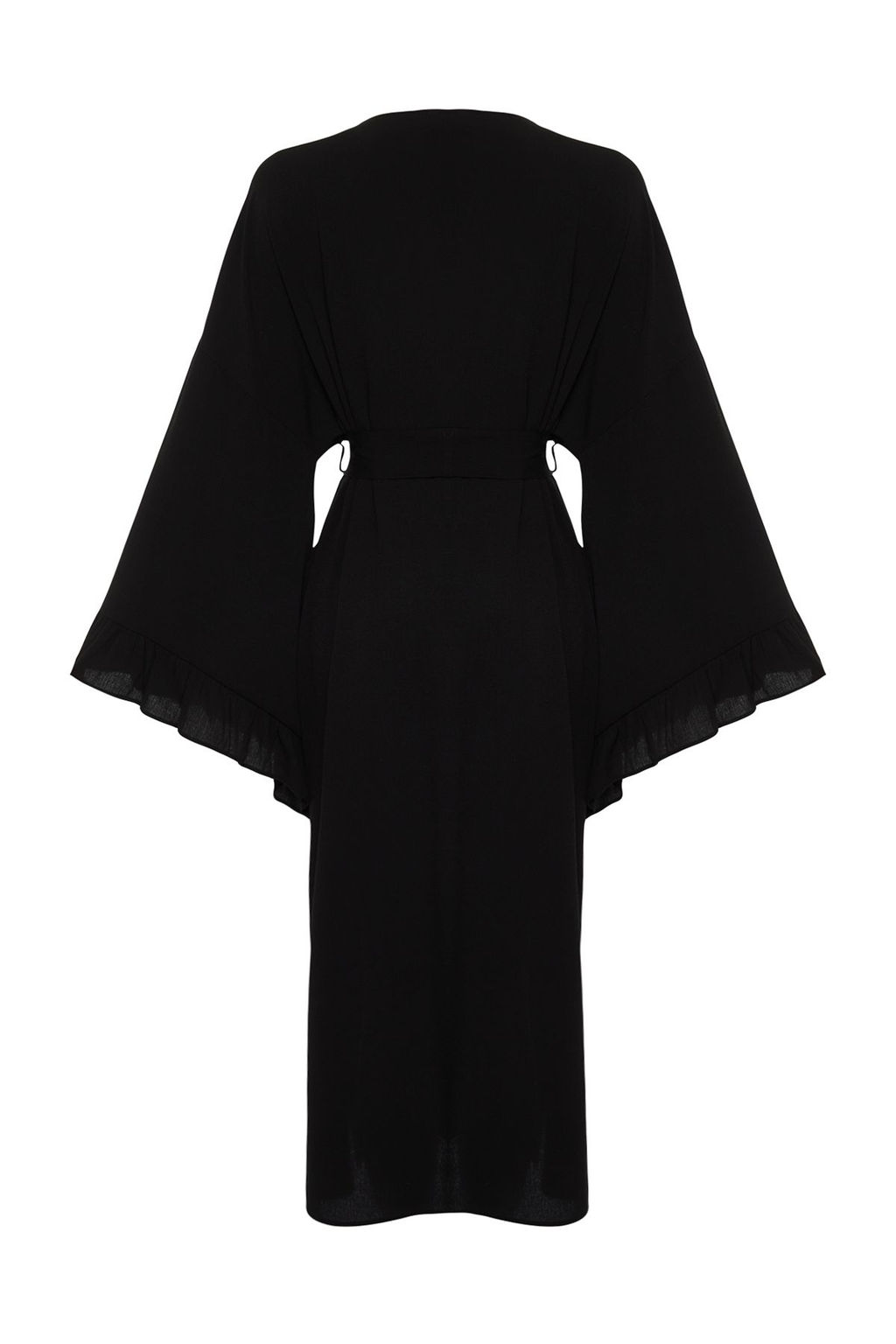 Plaj Giyim Siyah Kusakl? Maxi Dokuma F?rf?rl? Flaml? Pamuk Kimono&Kaftan TBESS24KM00026 - Trendyolmilla фото 9
