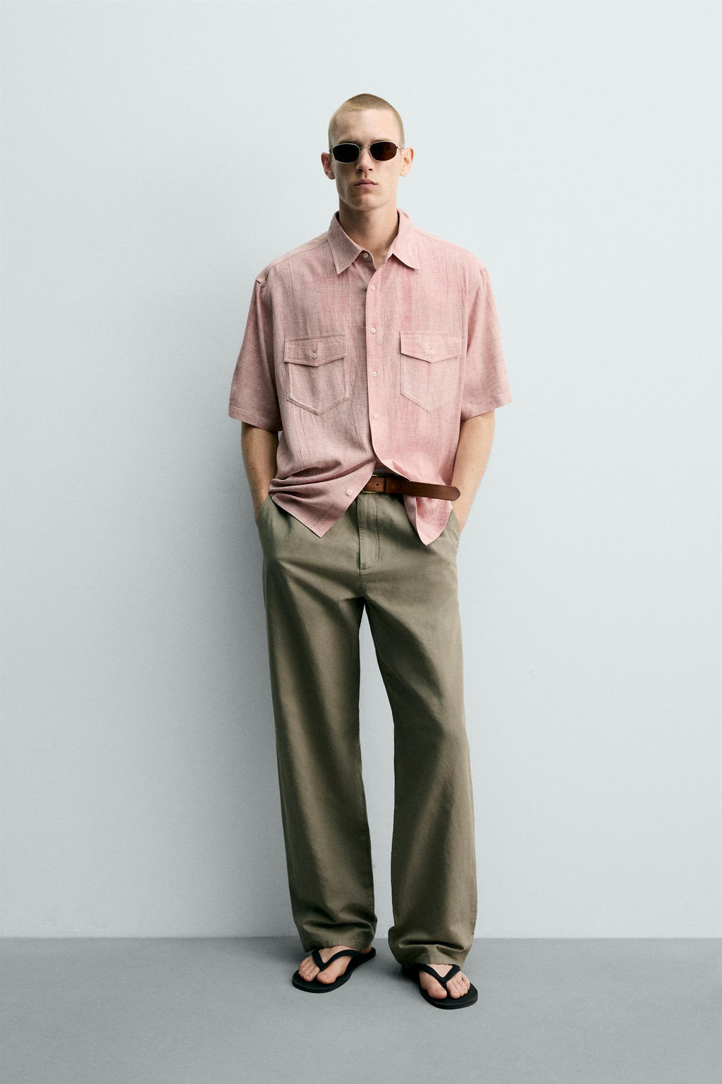 CAMISA RELAXED FIT EFECTO LAVADO / Rosa pastel - Zara фото 2