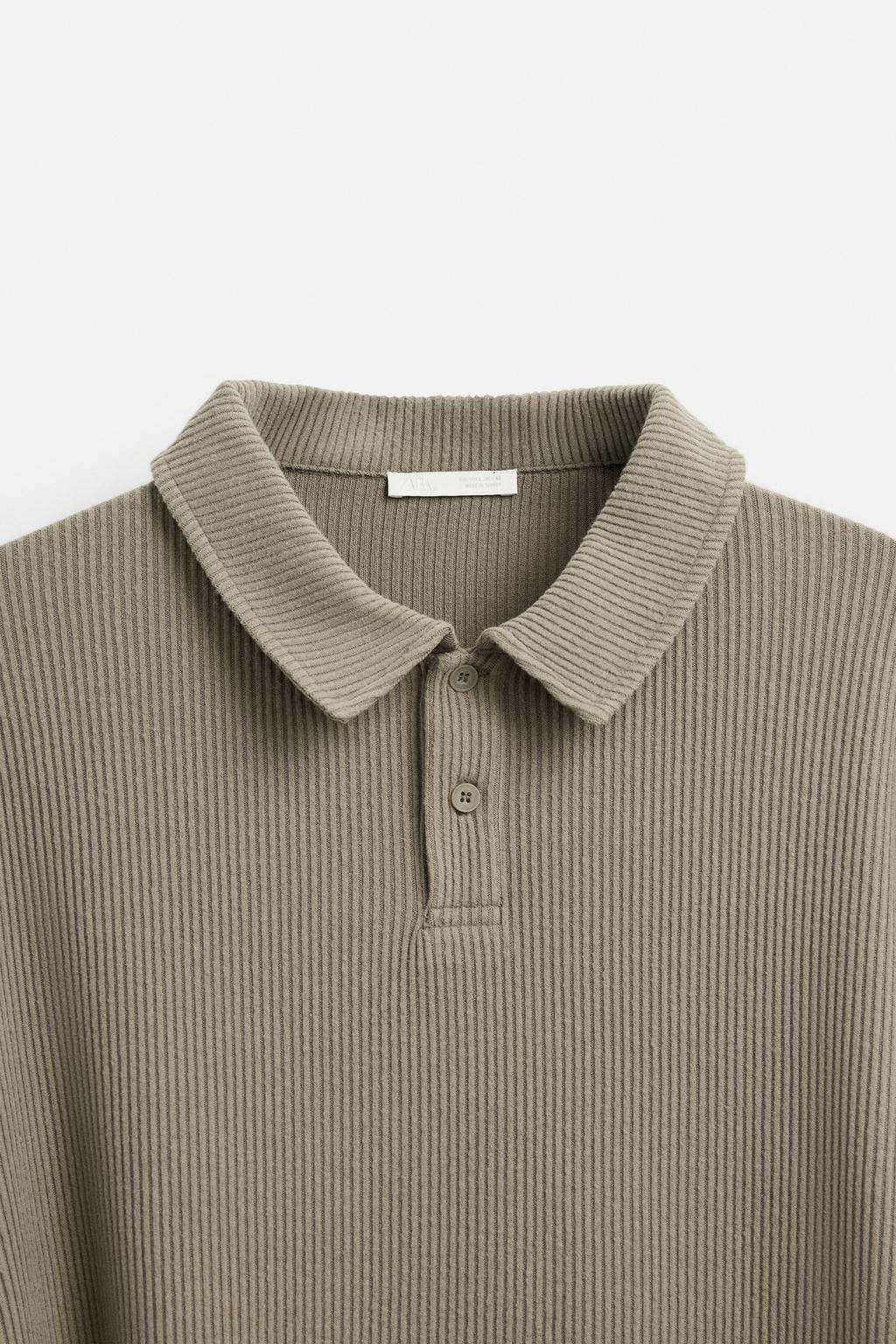 TEXTURED RIBBED POLO SHIRT - Zara фото 19