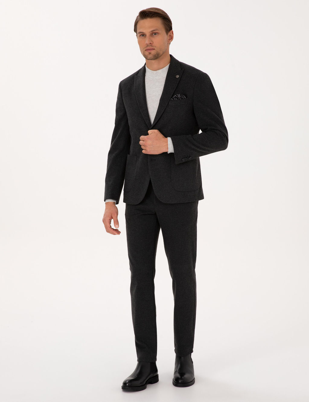 Antrasit Slim Fit Flanel Dokulu Kuma_ Pantolon - Pierre cardin фото 9