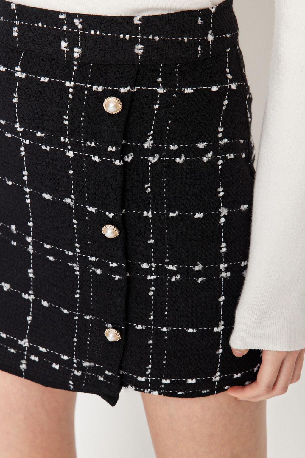 TRENDYOLMILLA Ekru Dugmeli Tuvit Kumas Mini Dokuma Etek TWOAW23ET00371  фото 4