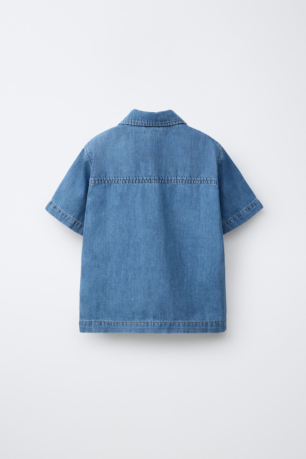 CAMISA DENIM CON ALGOD?N Y LINO / Azul - Zara фото 3