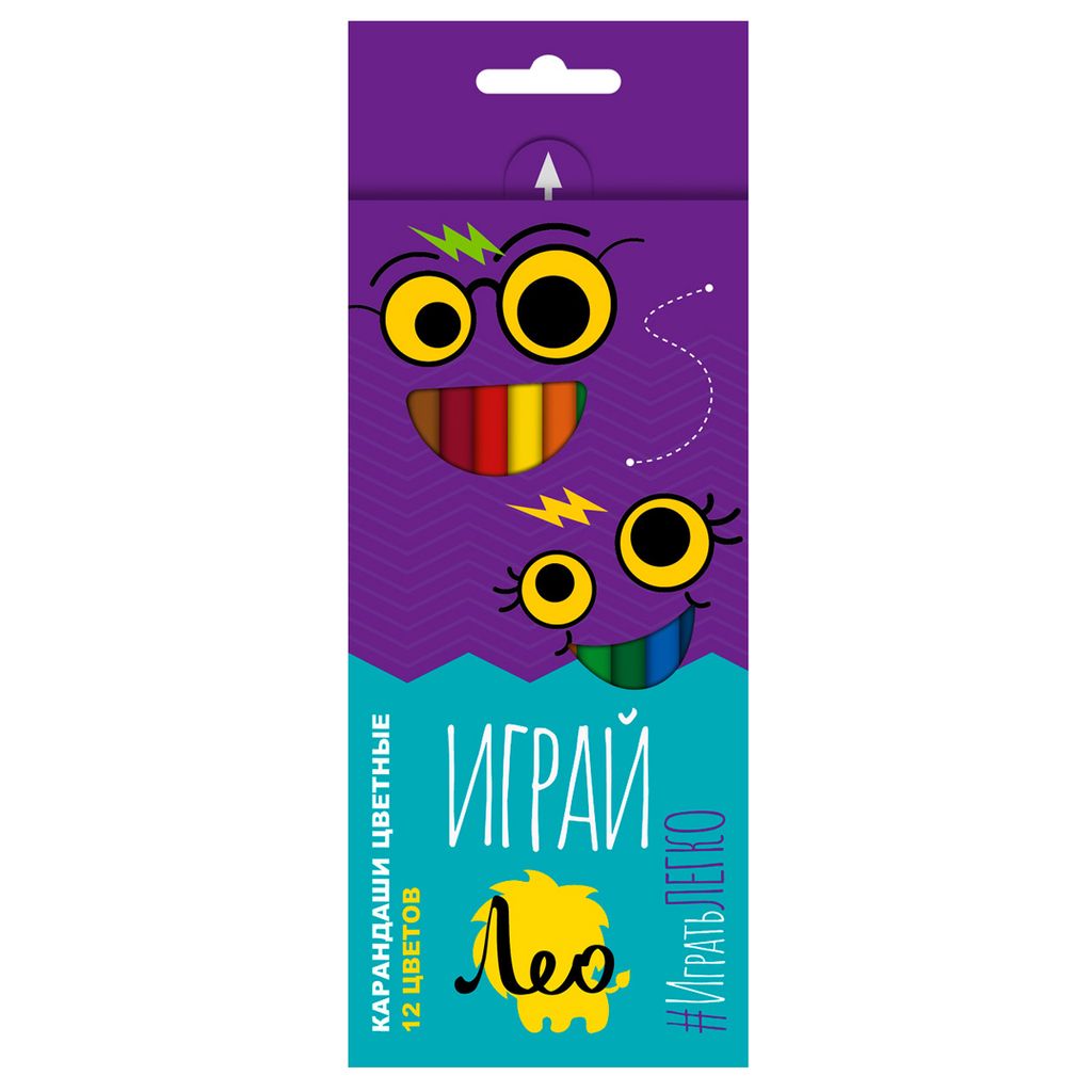 Лео Играй Набор цветных трехгранных карандашей LGCP-12 заточенный 8 х 12 цв