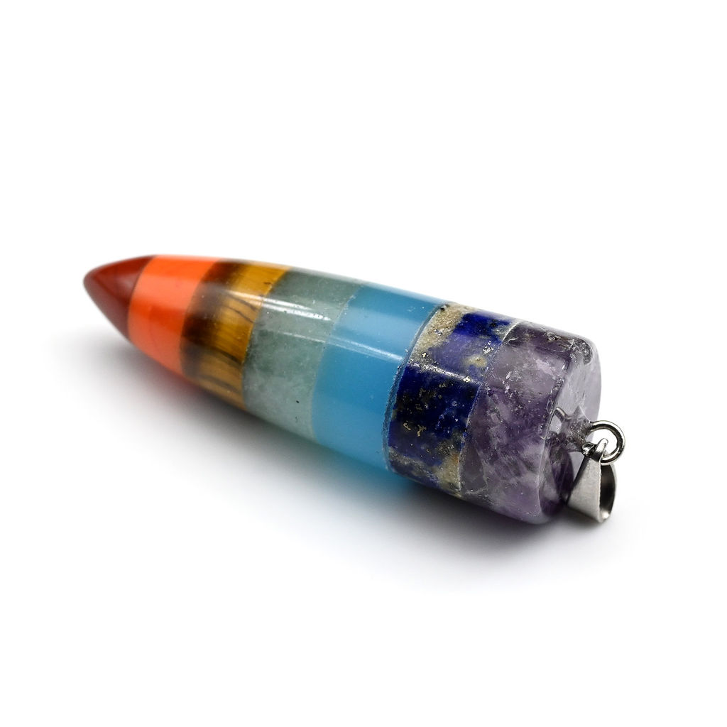 Подвеска Маятник пуля 14*40мм из самоцветов 7 чакр - Радуга камня фото 2