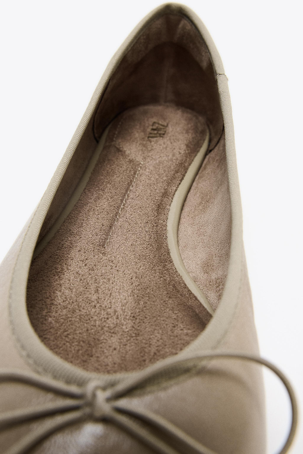 LEATHER BOW BALLET FLATS - Zara фото 7