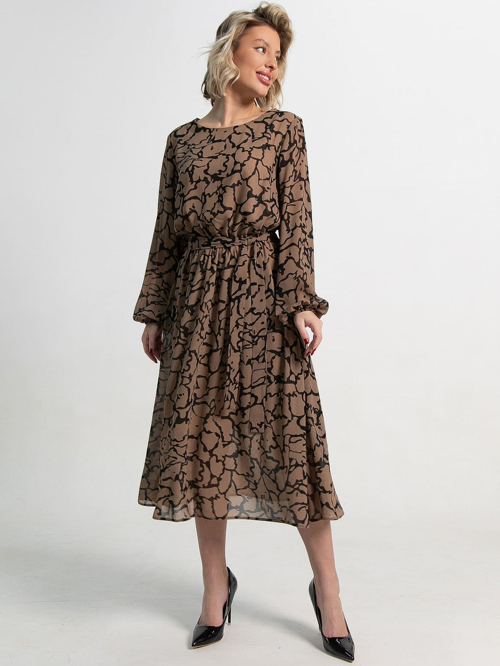 Платье Идиллия (бежево-черное) П15378-16М