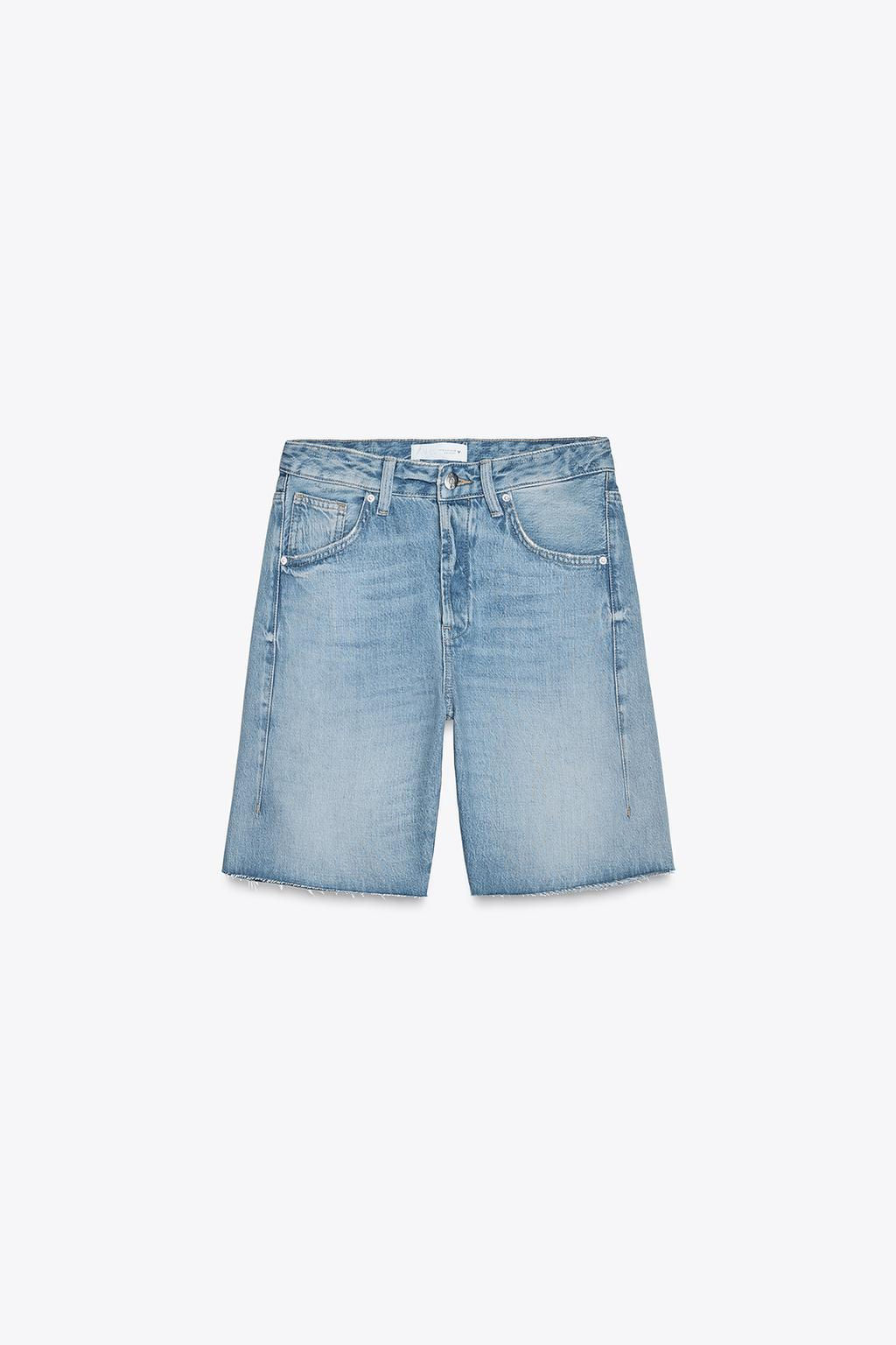 TRF MID-WAIST BELT LOOP DENIM BERMUDA SHORTS - Zara фото 9