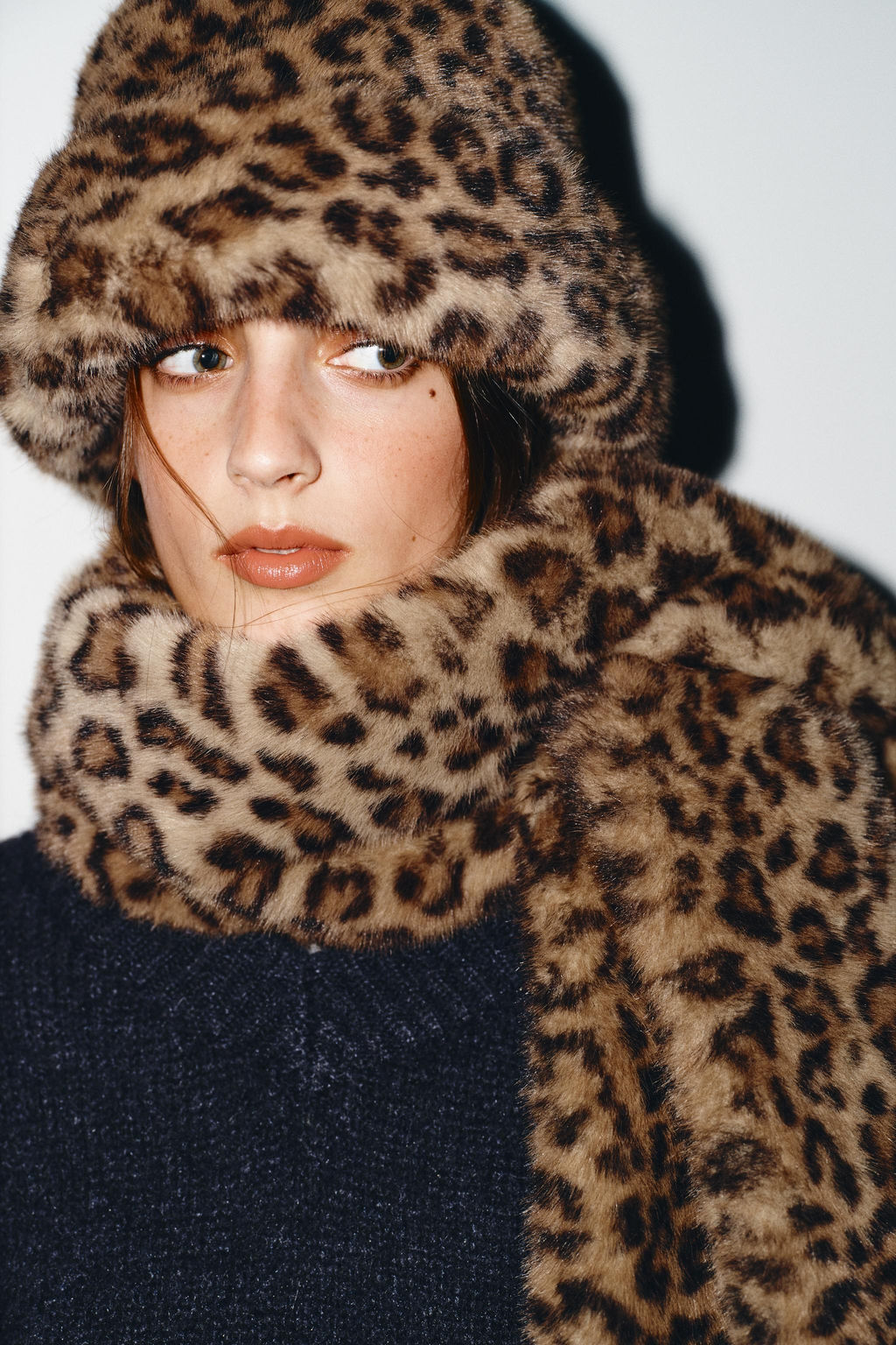 ANIMAL PRINT FAUX FUR HAT