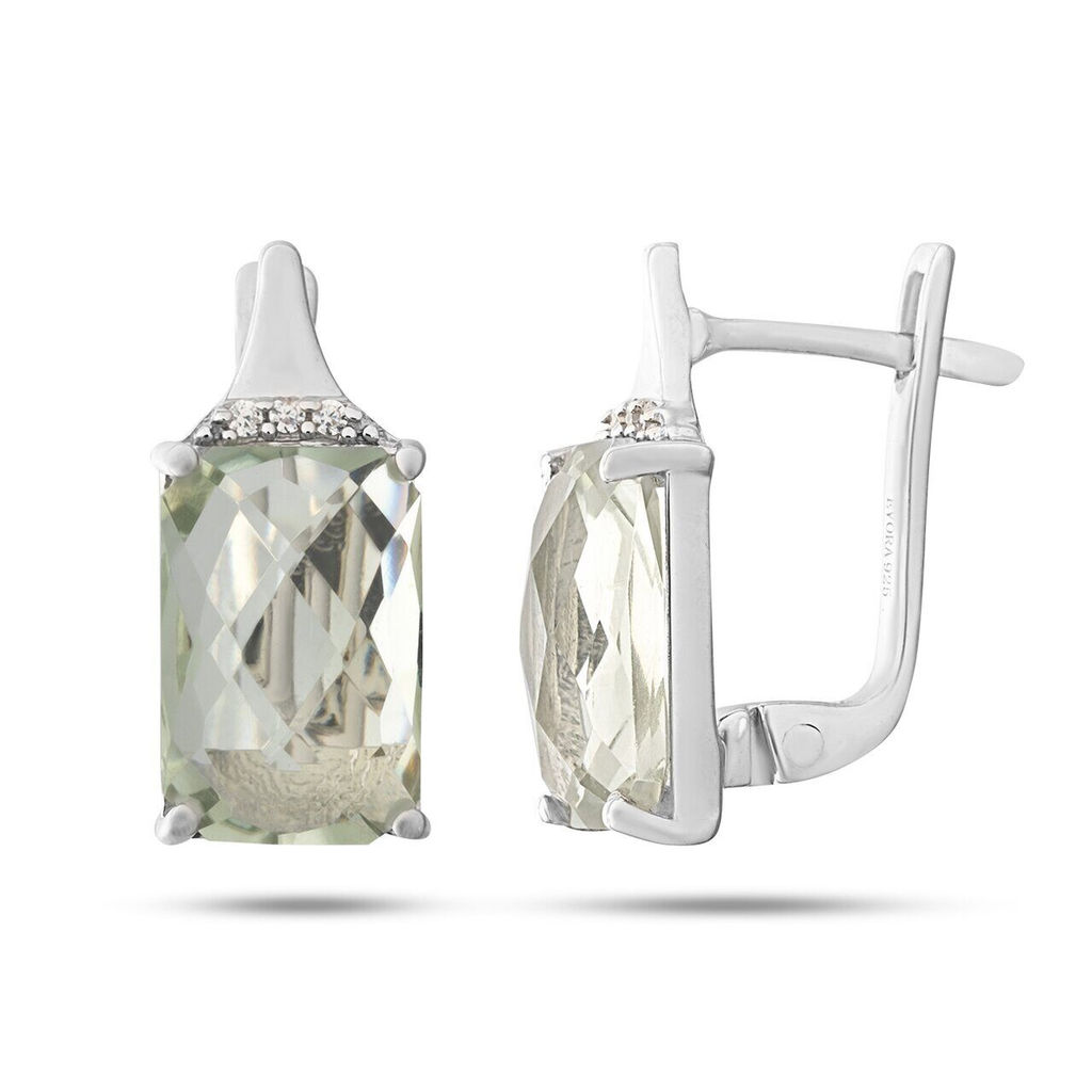 Серьги, зеленый аметист, Теона