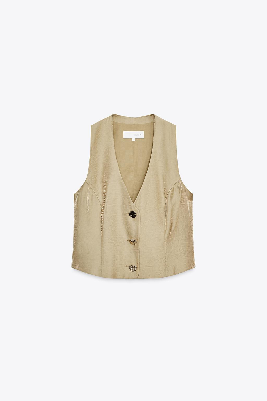 GOLD BUTTON SATIN TOP - Zara фото 6