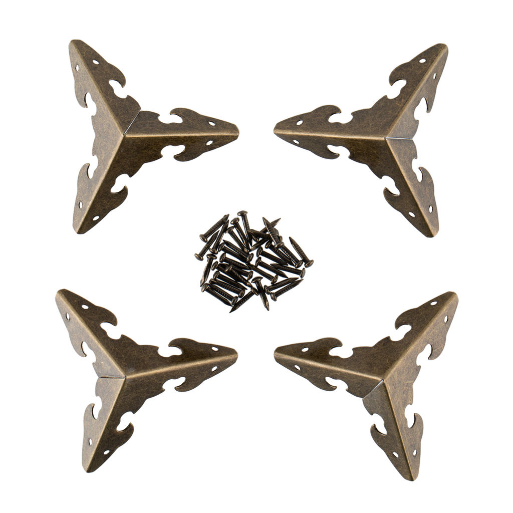 Промысел WF-082 Фурнитура для декоративной отделки уголок 3 x 3 см 4 шт. №01 бронза