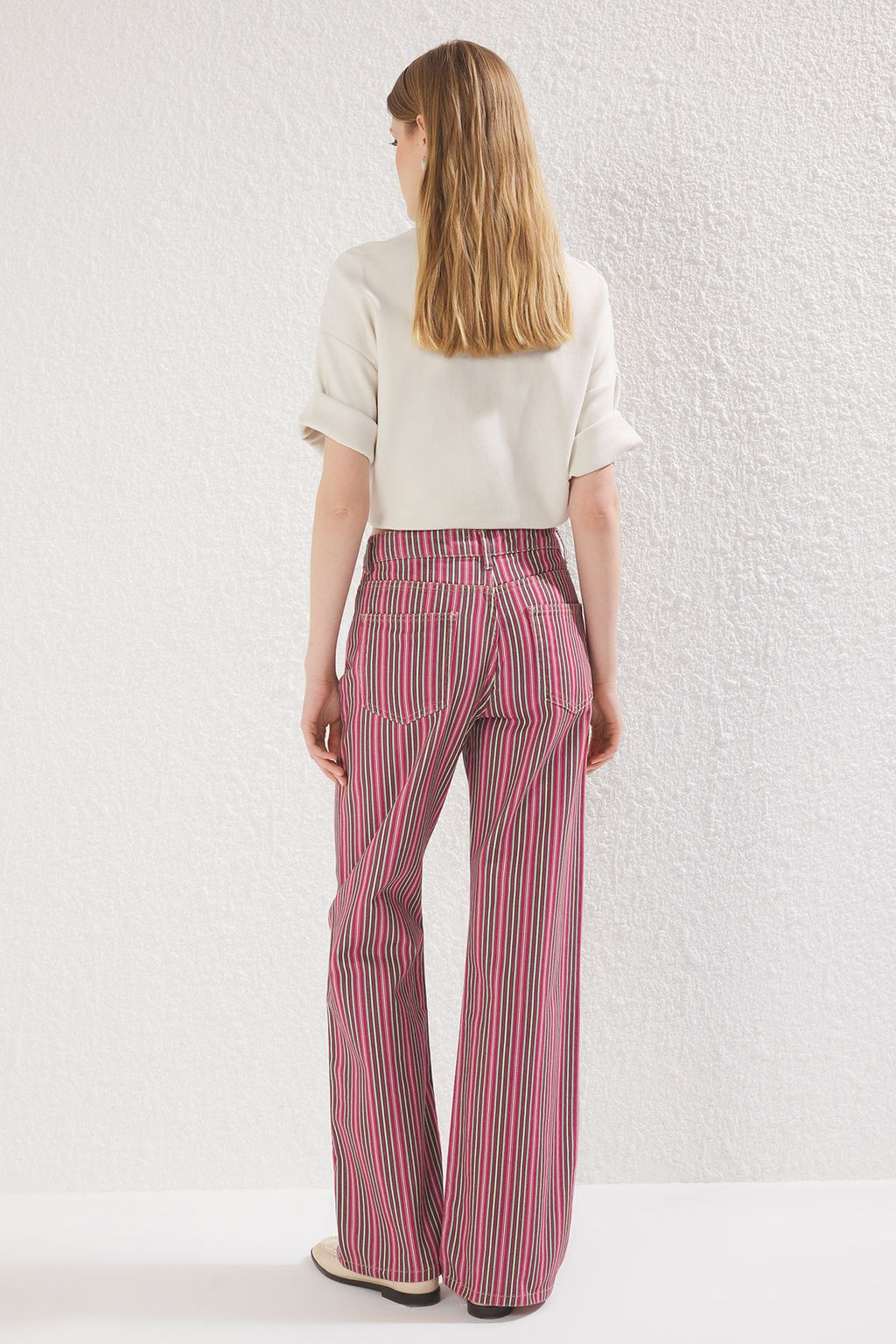 Cok Renkli Cizgili Normal Bel Wide Leg Jeans TWOSS25JE00207 - Trendyolmilla фото 5