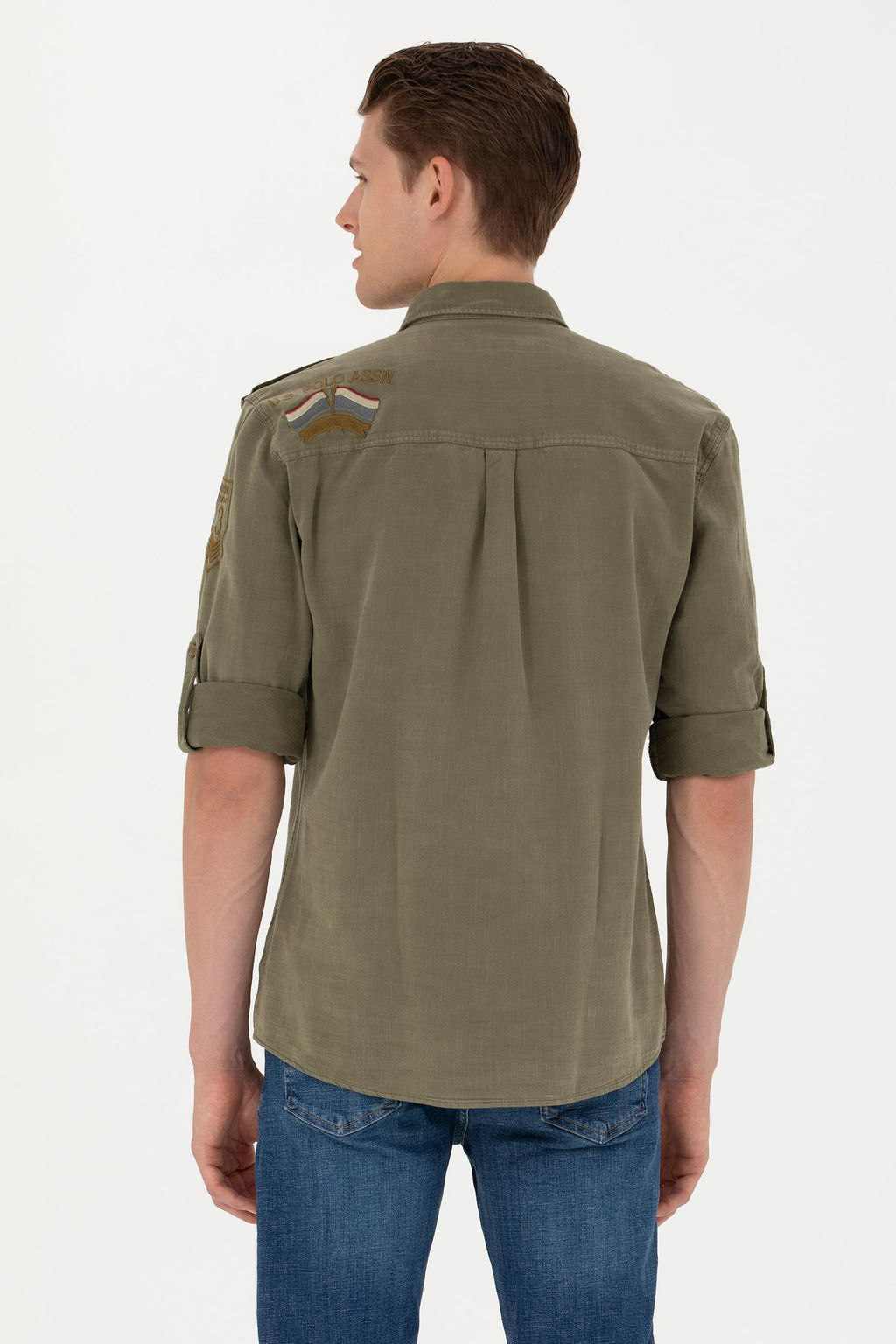 U. S. Polo Assn / Мужская рубашка цвета хаки с длинным рукавом - U.s. polo assn фото 19