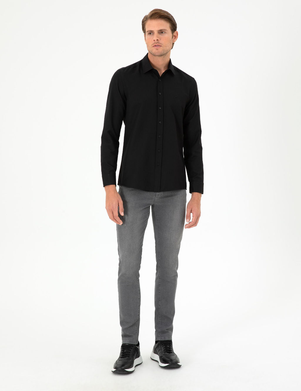 Рубашка Pierre Cardin Slim Fit Oxford черная
