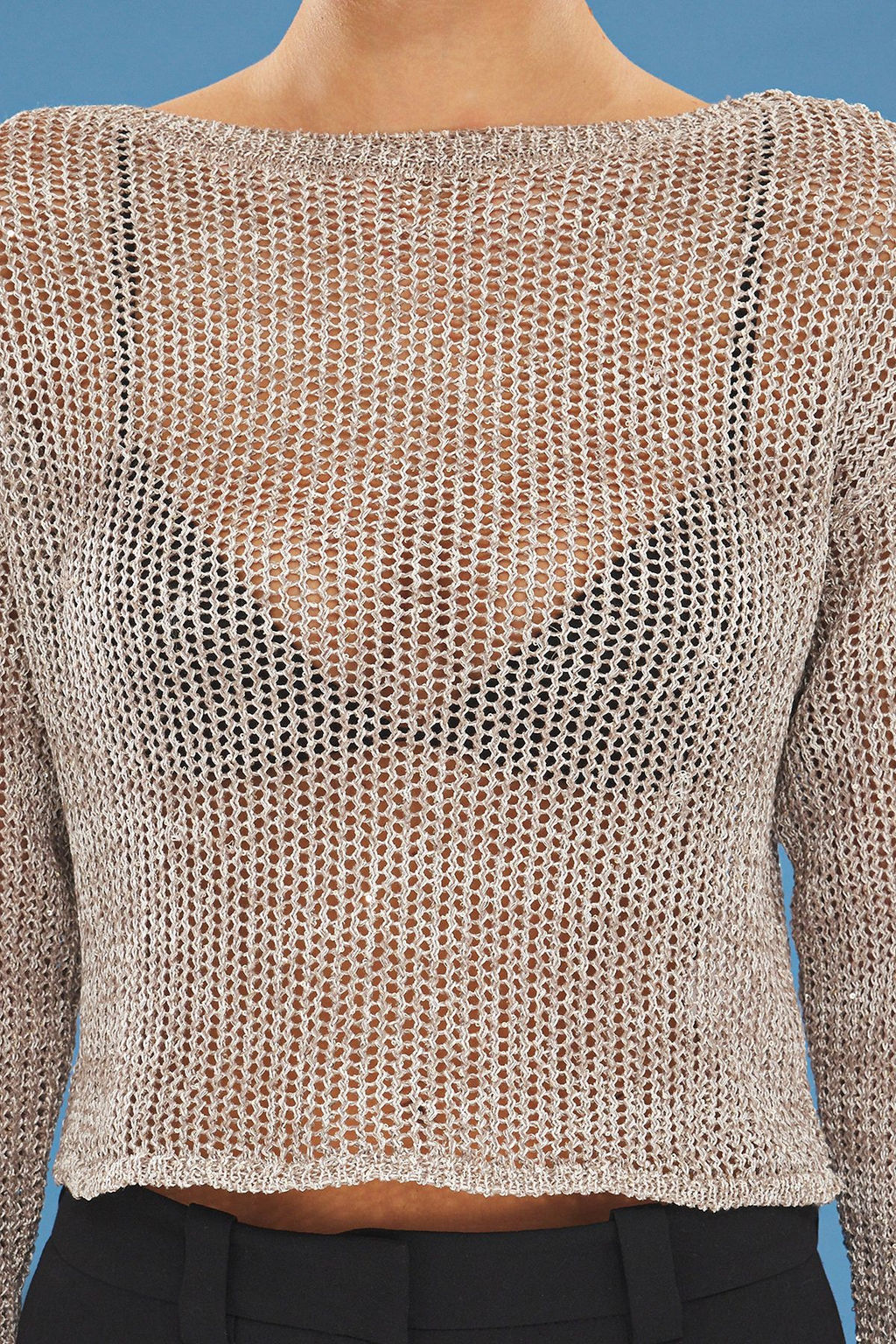 Vizon Kay?k Yaka Payetli Kazak TWOSS25KZ00003 - Trendyolmilla фото 5