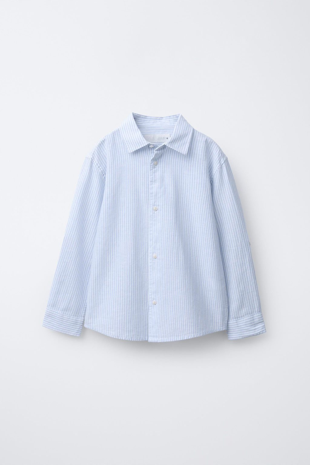 CAMISA RAYAS CON ALGOD?N Y LINO / Azul - Zara фото 2