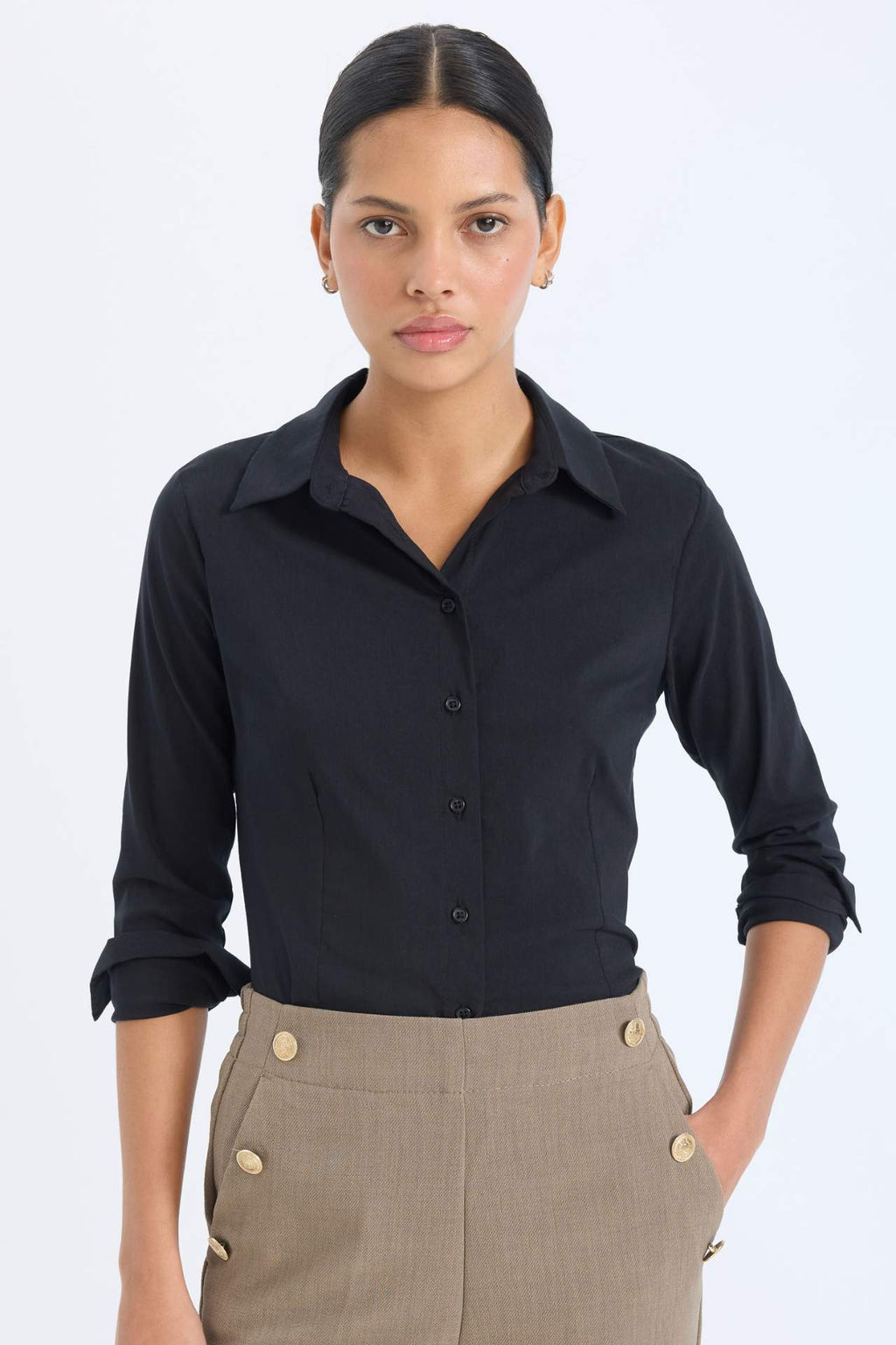 Regular Fit Basic Duz Bengalin Uzun Kollu Gomlek - Defacto фото 2