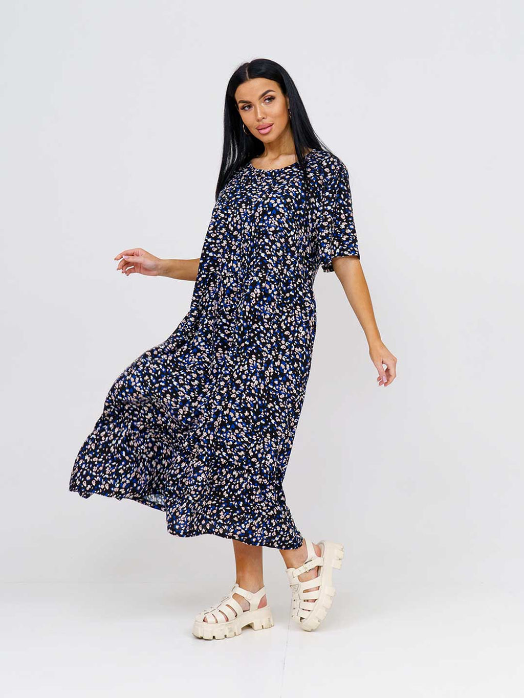 Платье женское, цвет черный синий