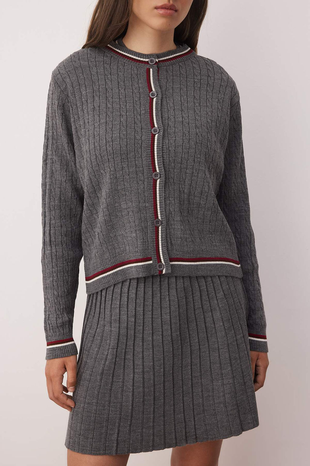 Antrasit Yumusak Dokulu H?rka-Bluz-Etek Triko Tak?m TWOAW26AU00015 - Trendyolmilla фото 3