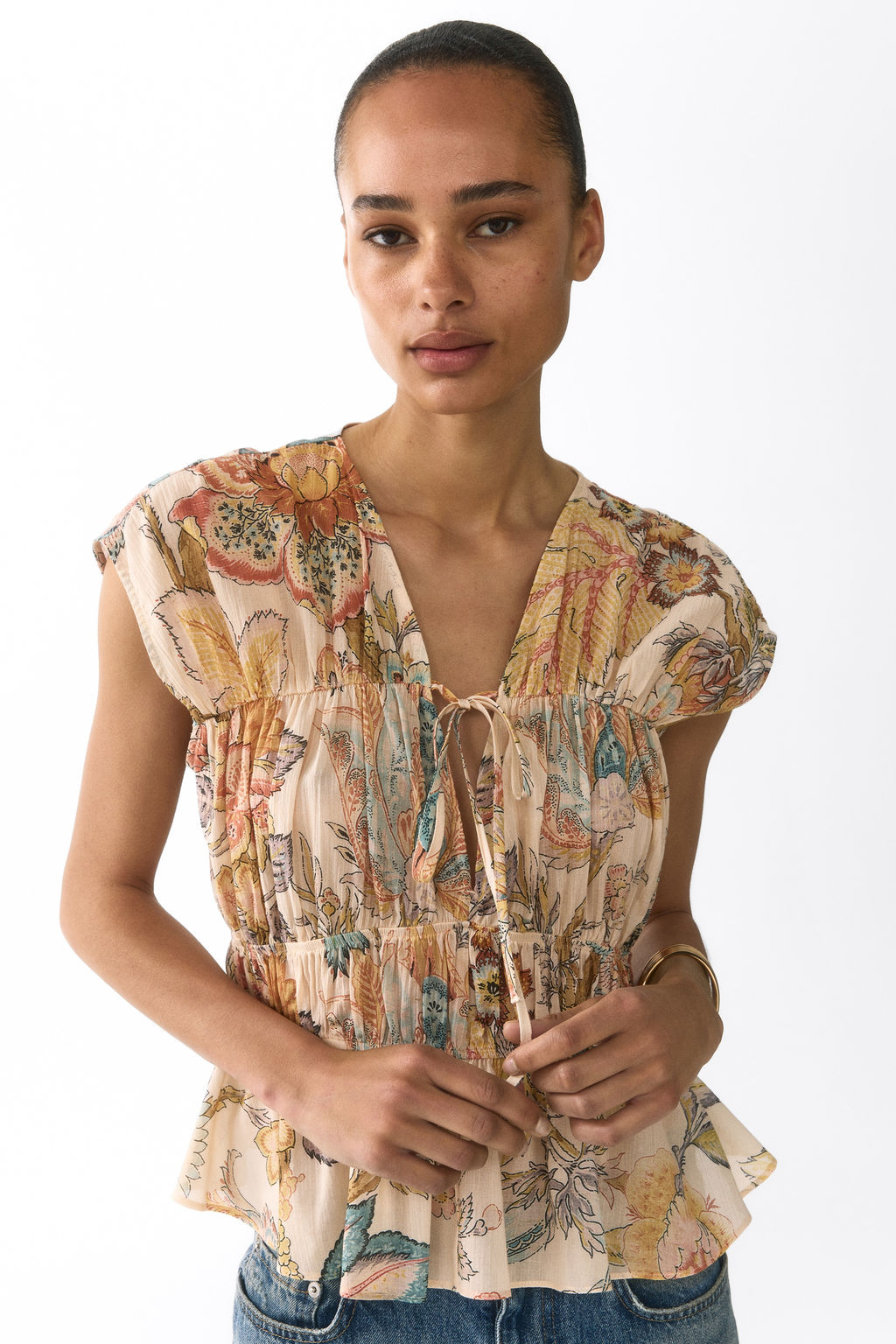 Blusa de algod?n con frunces - H&m фото 6