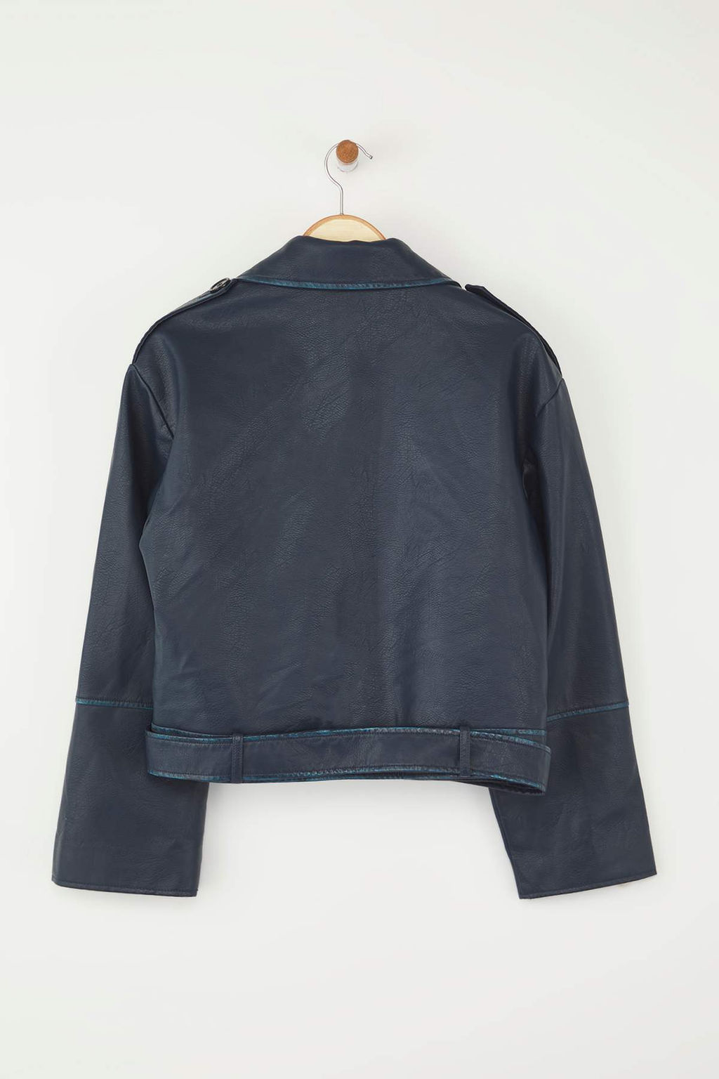 Lacivert Kruvaze Regular K?sa Trenckot TWOAW26TR00006 - Trendyolmilla фото 6