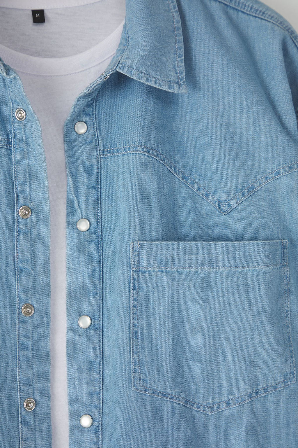 TRENDYOL MAN Mavi Genis Fit K?sa Kol Western Denim Kot Gomlek TMNSS25GO00046 - Trendyolmilla фото 6