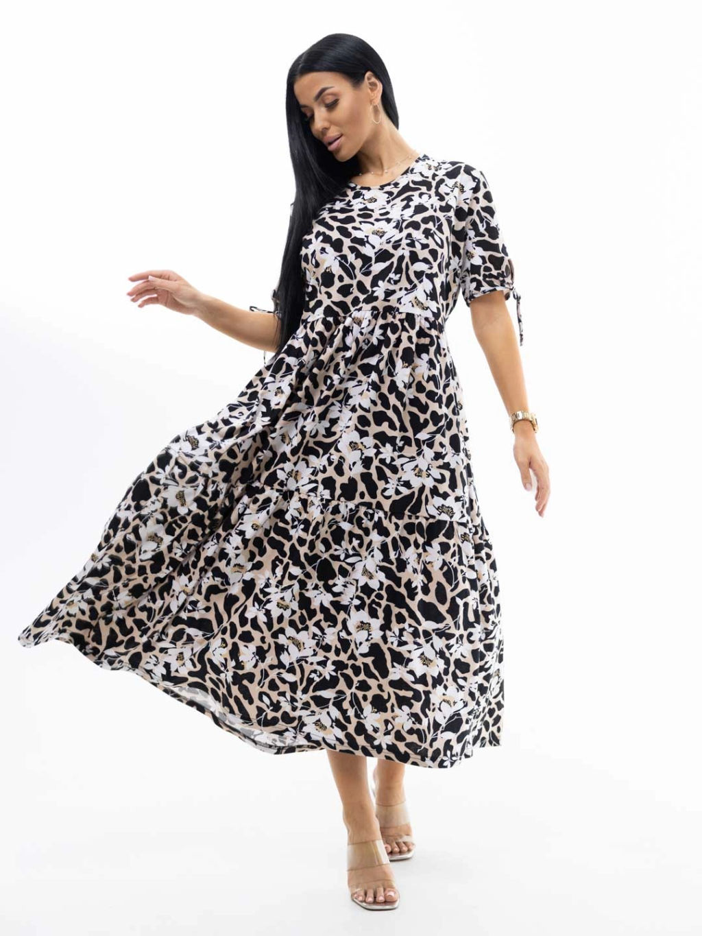 Платье женское, цвет бежевый черный