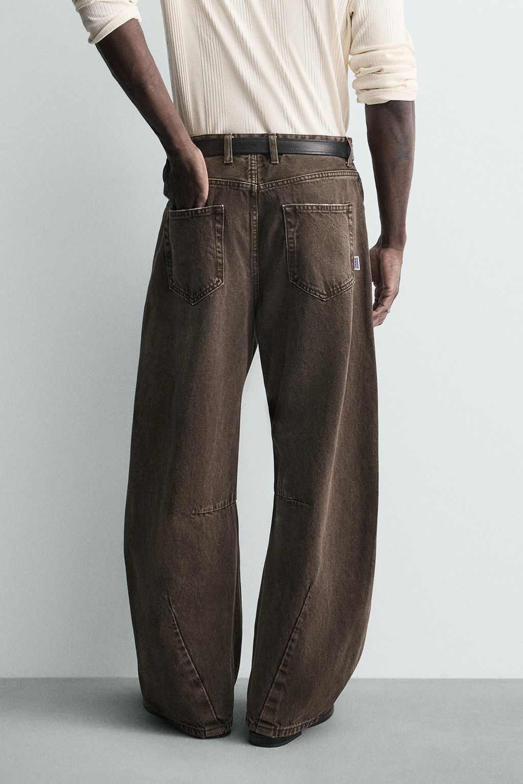 PANTAL?N BARREL FIT LAVADO / Marr?n - Zara фото 12