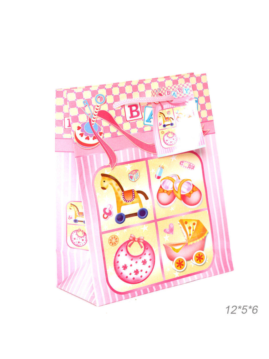 Цена за 12 шт. Пакет подарочный 12х15х6 С новорожденным / 310525 /уп 12/2400/