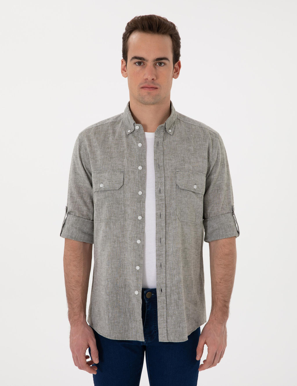 Рубашка Pierre Cardin Regular Fit хаки длинный рукав