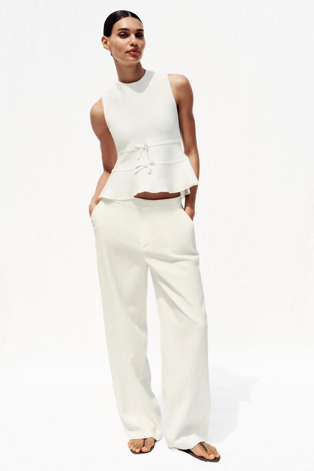 KNIT PEPLUM TOP WITH TIES - Zara фото 15