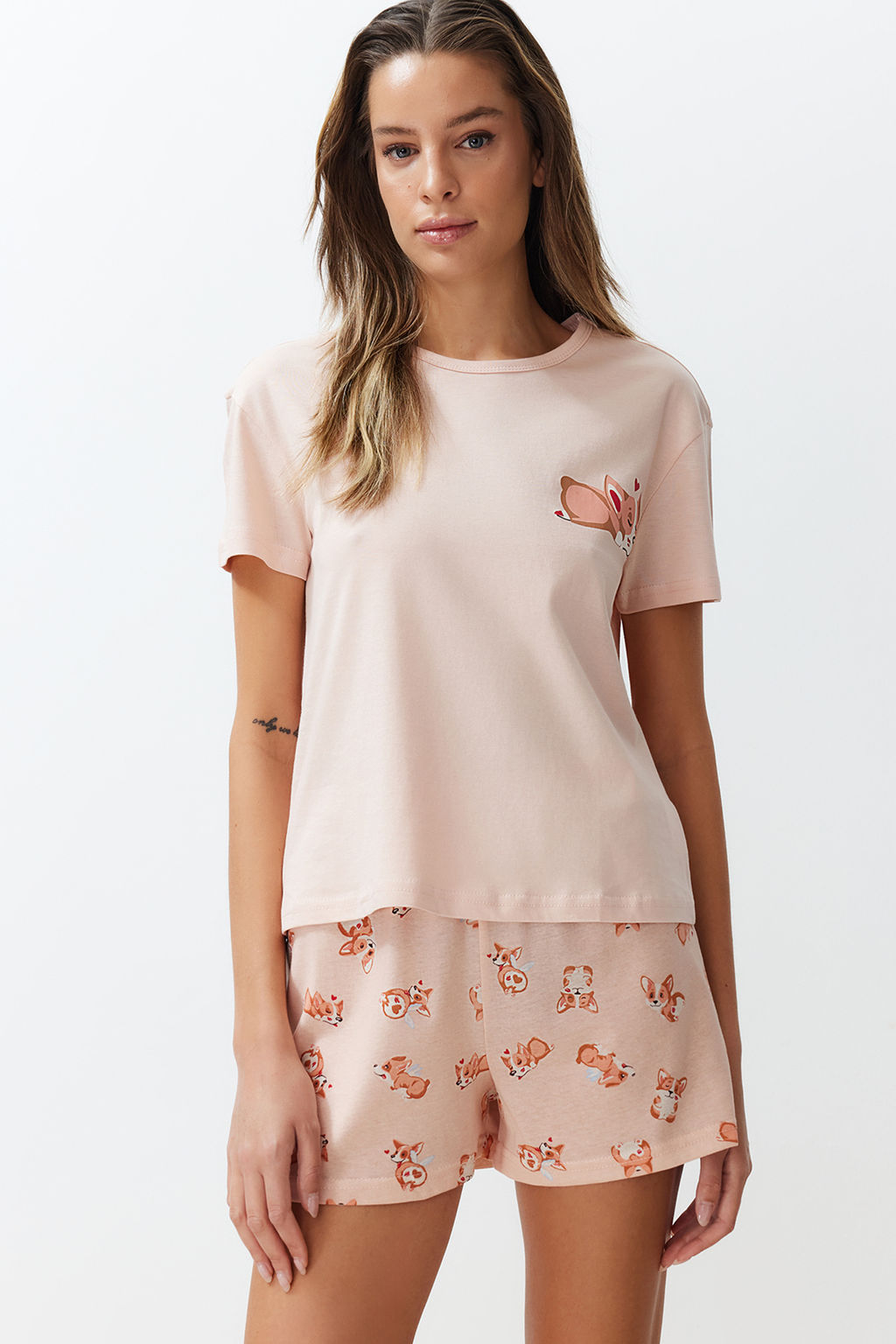 Mavi Hayvan Desenli Sortlu Orme Pijama Tak?m? THMSS24PT00198 - Trendyolmilla фото 3