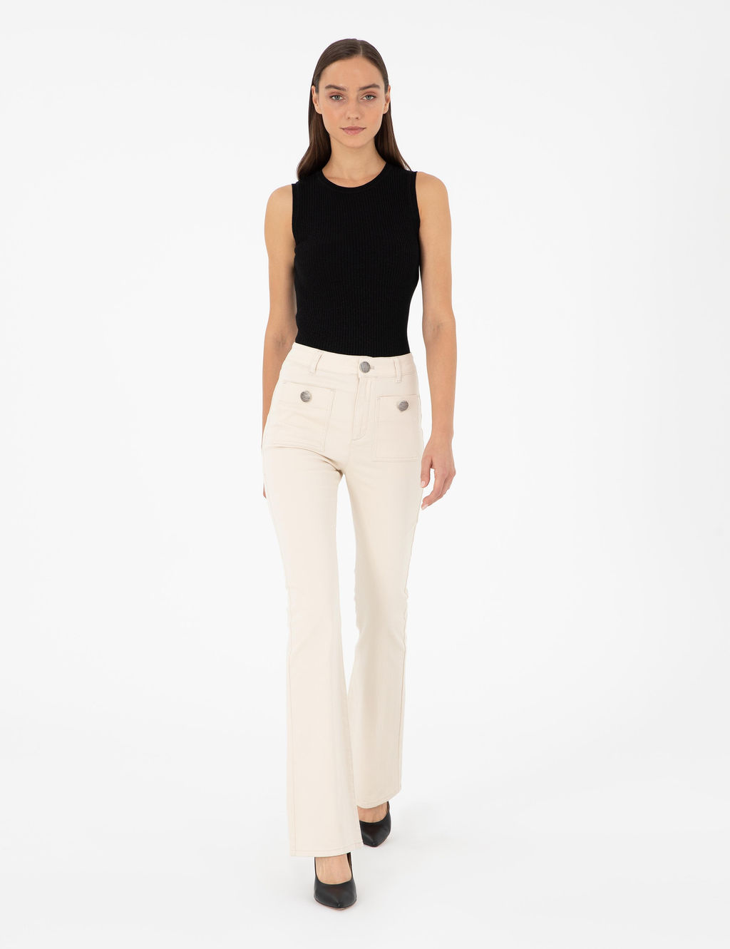 Ekru Flare Fit Kanvas Pantolon - Pierre cardin фото 3