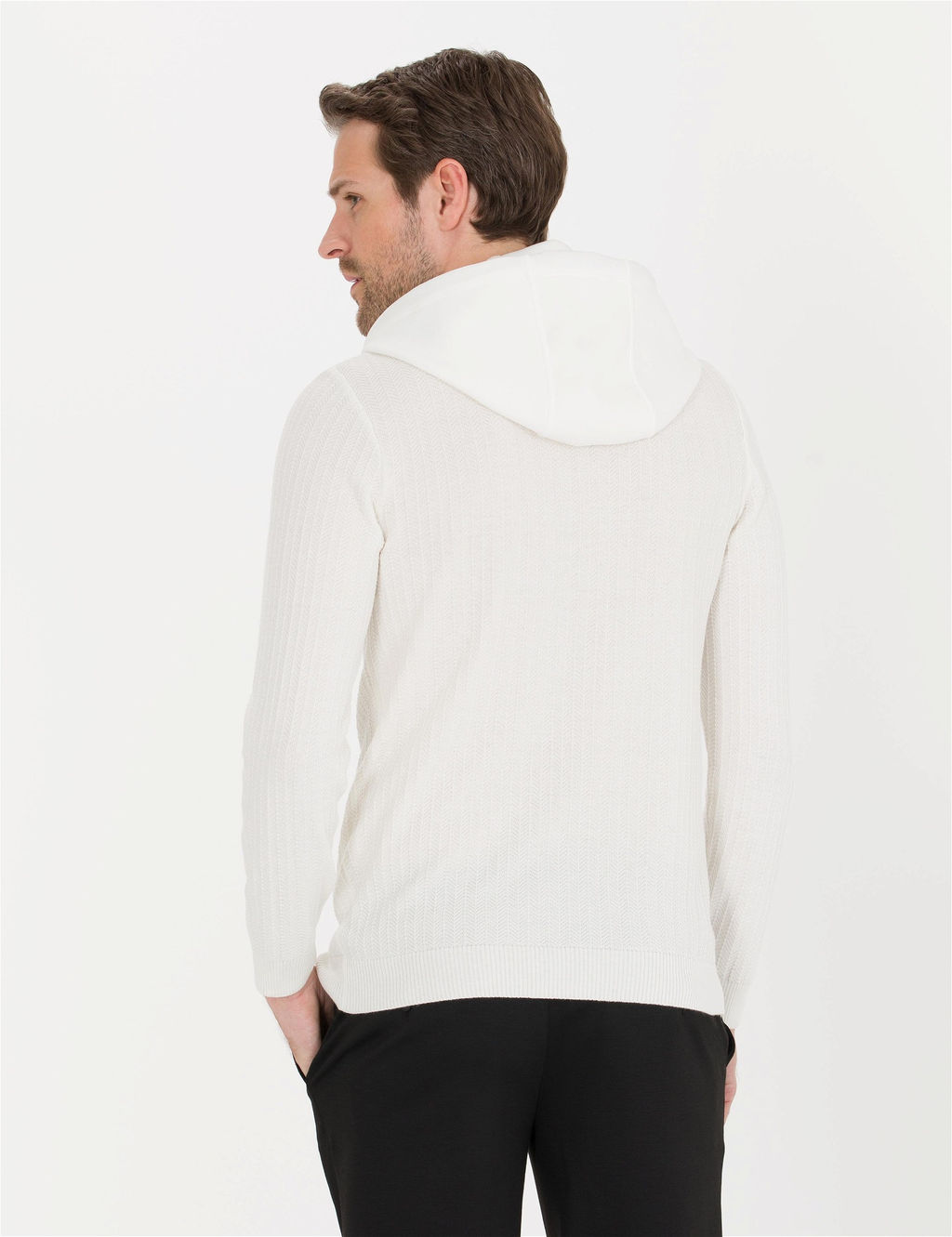 Ekru Slim Fit Kap__onlu Triko Kazak - Pierre cardin фото 5