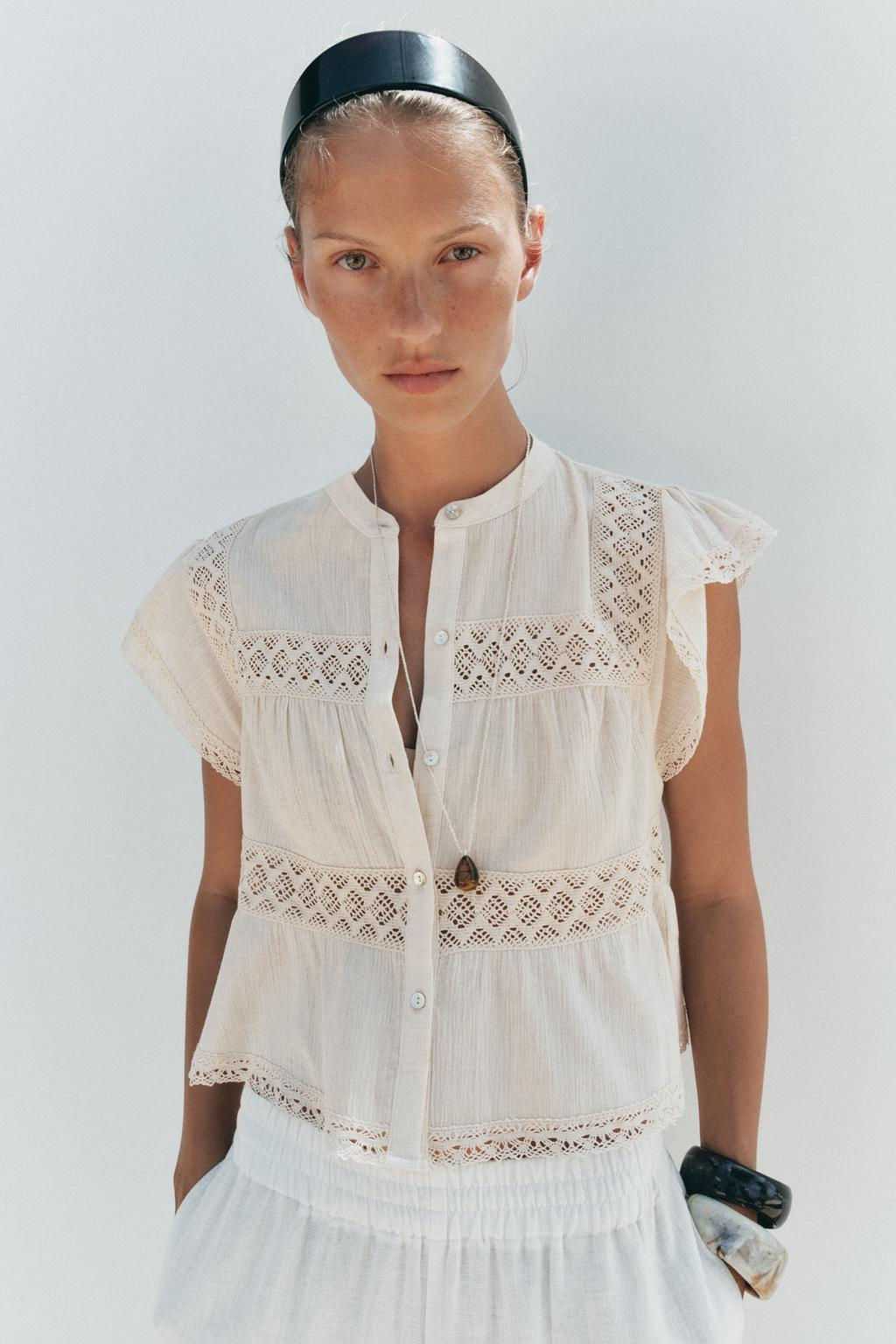 RUSTIC CROCHET LADDER STITCH TOP - Zara фото 2